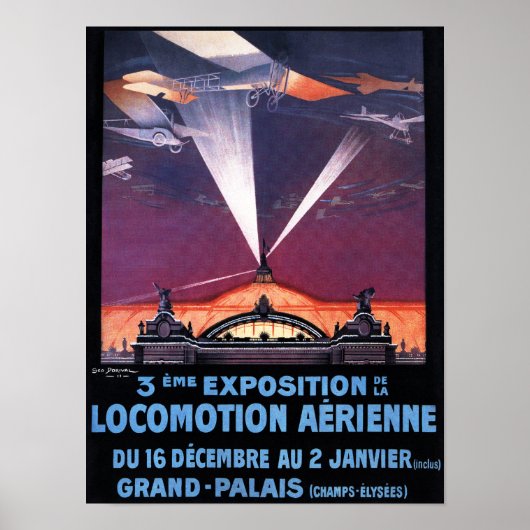Flugzeug, das über das Suchscheinplakat fliegt Poster (Vorne)