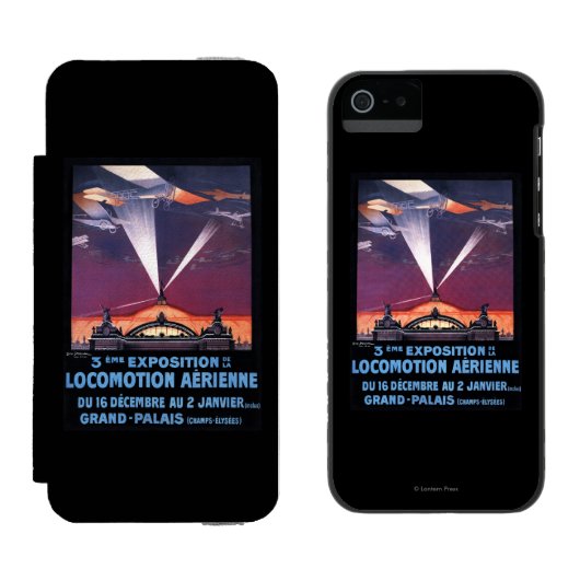 Flugzeug, das über Scheinwerfer-Plakat fliegt Incipio iPhone Geldbeutel-Hülle (Seite an Seite)