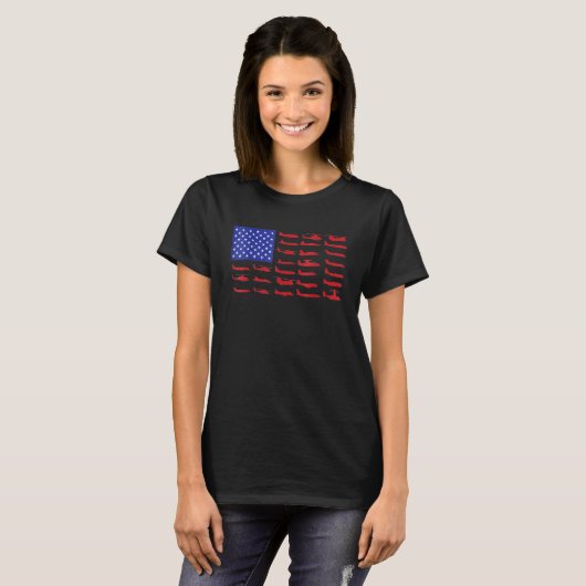 Flugzeug der amerikanischen Flagge T-Shirt (Vorne ganz)