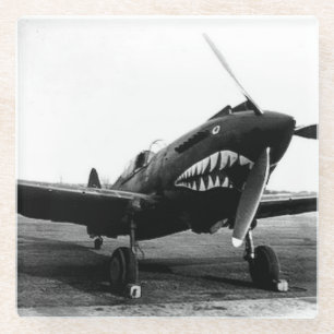 Flugzeug der fliegenden Tiger des Zweiten Weltkrie Glasuntersetzer