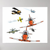 Flugzeug, die in einem Art-Poster fliegen Poster (Vorne)