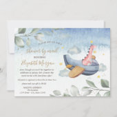 Flugzeug Dino Virtual Baby Dusche per Mail Einladung (Vorderseite)