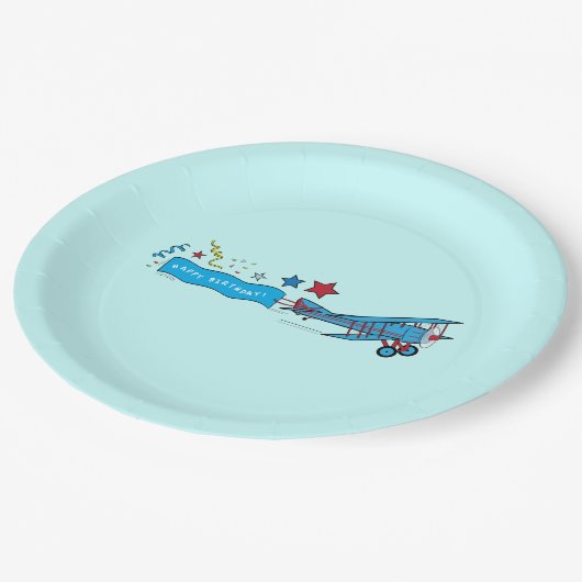 Flugzeug: Doppeldecker-alles- Gute zum Pappteller (Schrägansicht)