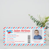Flugzeug Einladungskarte / Flugzeug-Ticket Einladung (Stehend Vorderseite)