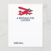 Flugzeug Erste Geburtstags-Zeitkapsel-Botschaftska (Vorderseite)