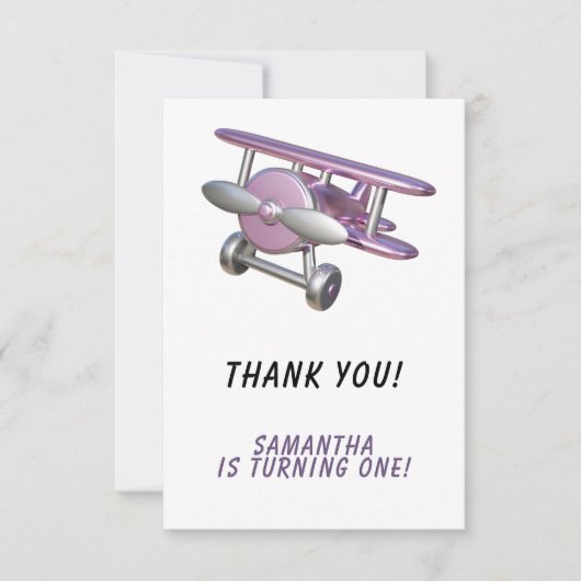 Flugzeug Erster Geburtstag Danke (Vorderseite)