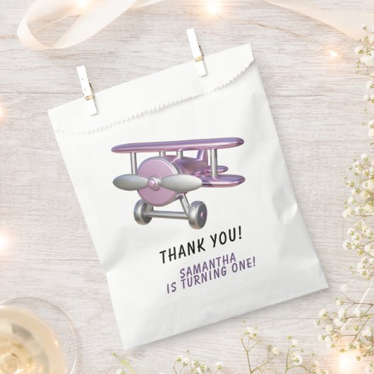 Flugzeug Erster Geburtstag Danke Geschenktütchen (Ausgeschnitten)