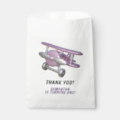 Flugzeug Erster Geburtstag Danke Geschenktütchen (Vorderseite)