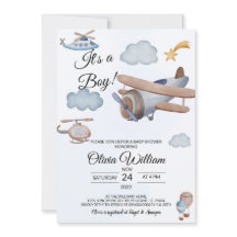 Flugzeug Es ist eine Boy Baby Dusche Einladung