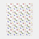 Flugzeug, Fahrrad, Bücher, rot, gelb, blau Fleecedecke (Vorderseite)