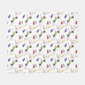 Flugzeug, Fahrrad, Bücher, rot, gelb, blau Fleecedecke (Vorderseite (Horizontal))