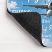 Flugzeug fliegt in einer Wortwolke Mousepad (Ecke)