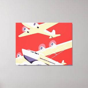 Flugzeug Flug Vintage WPA Bunt Leinwanddruck