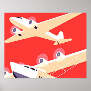 Flugzeug Flug Vintage WPA Bunt Poster