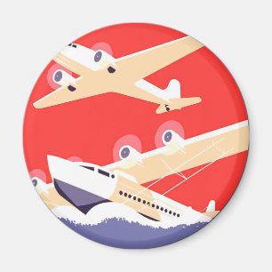 Flugzeug Flug Vintage WPA Farbige Magnet