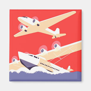 Flugzeug Flug Vintage WPA Farbige Magnet