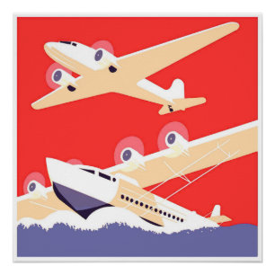 Flugzeug Flug Vintage WPA Farbige Poster