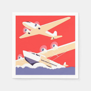Flugzeug Flug Vintage WPA Farbige Serviette