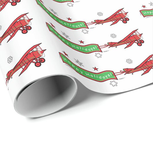 Flugzeug-frohe Feiertage Weihnachten Geschenkpapier (Rolleneckpunkt)