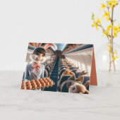 Flugzeug Funny Bunny Happy Oster Karte (Gelbe Blume)