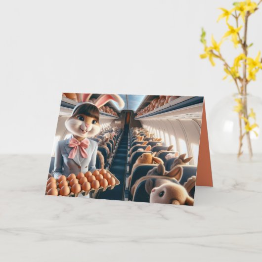 Flugzeug Funny Bunny Happy Oster Karte (Gelbe Blume)