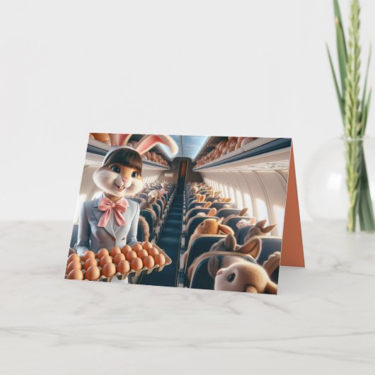 Flugzeug Funny Bunny Happy Oster Karte (Vorderseite)