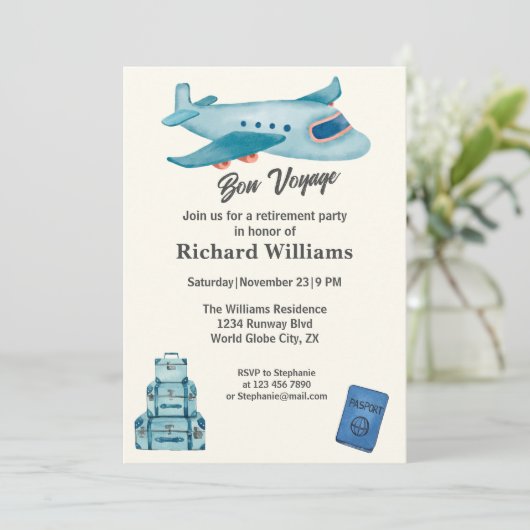 Flugzeug für das Erlebnisreisen Einladung (Stehend Vorderseite)