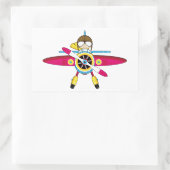 Flugzeug für niedliche Cartoon und Pilot Rechteckiger Aufkleber (Tasche)