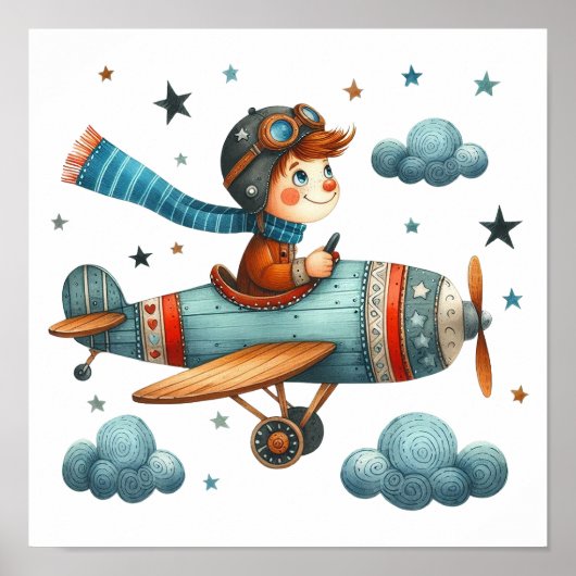 Flugzeug für Propeller mit Kinderfliege - Art des Poster (Vorne)