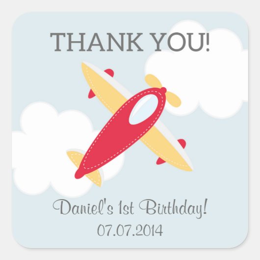 Flugzeug Geburtstag Danke, Stickers (Vorderseite)