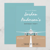 Flugzeug-Geburtstag Einladung (Vorne/Hinten)