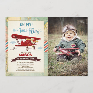 Flugzeug Geburtstag Einladung Zeit fliegt Flugzeug