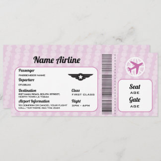 Flugzeug Geburtstag Flugzeug Ticket Party Rosa Ein Einladung