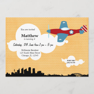 Flugzeug Geburtstag (Orange) Einladung