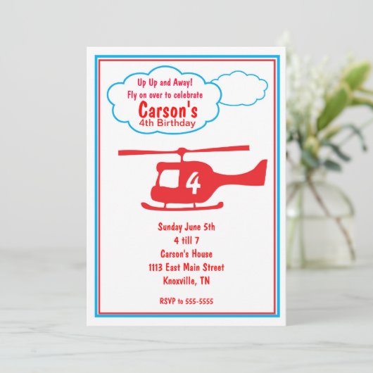 Flugzeug-Geburtstags-Einladung Einladung (Stehend Vorderseite)