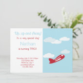 Flugzeug-Geburtstags-Einladung Einladung (Stehend Vorderseite)