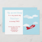 Flugzeug-Geburtstags-Einladung Einladung (Vorne/Hinten)