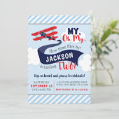 Flugzeug-Geburtstags-Einladung mit Umschlägen Einladung (Stehend Vorderseite)