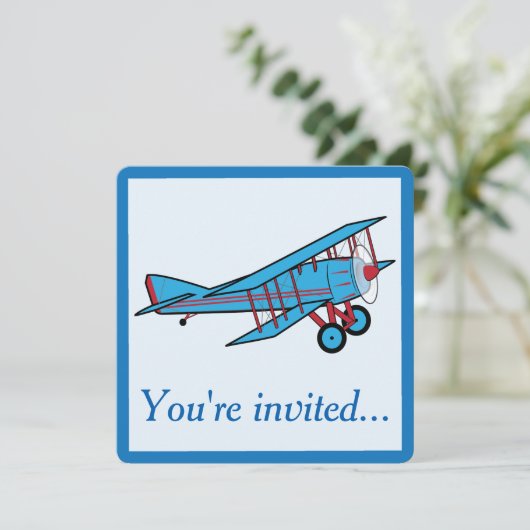 Flugzeug-Geburtstags-Party Einladung (Stehend Vorderseite)