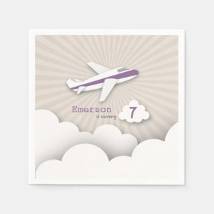 Flugzeug-Geburtstags-Party - lila Serviette