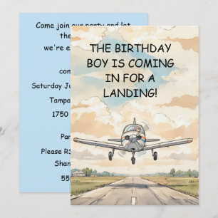 Flugzeug Geburtstagsjungen Party Digital-Download Einladung
