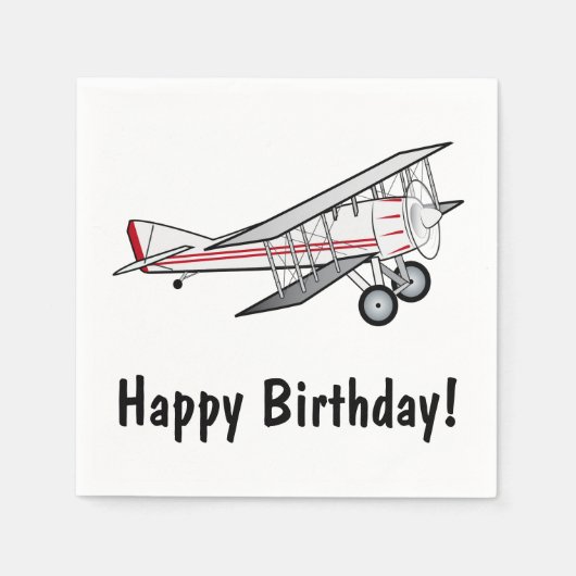 Flugzeug glücklich Geburtstag Serviette (Vorderseite)