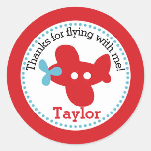 Flugzeug-Gunst-Aufkleber (Jungs-Geburtstagsparty) Runder Aufkleber