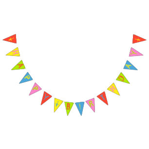Flugzeug Happy Birthday Bright Colors Party Wimpelkette