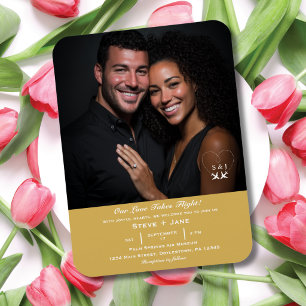 Flugzeug Herz Foto Monogramm Gold Reise Hochzeit Magnet