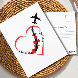 Flugzeug & Herz I Liebe mein Pilot Romantic Simple Postkarte