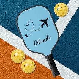 Flugzeug & Herz-Kondensstreifen Reise Individuelle Pickleball Schläger