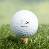 Flugzeug & Herz-Kondensstreifen Reise Urlaub Benut Golfball (Insitu T-Shirt)