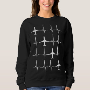 Flugzeug-Herzschlag-Pilot Cooler Aviator Sweatshirt