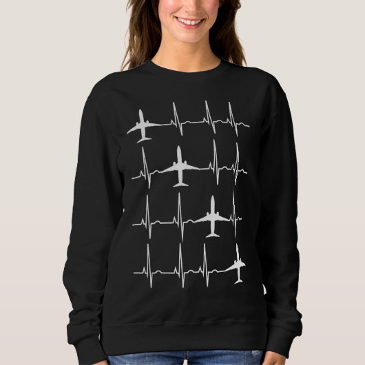 Flugzeug-Herzschlag-Pilot Cooler Aviator Sweatshirt (Vorderseite)